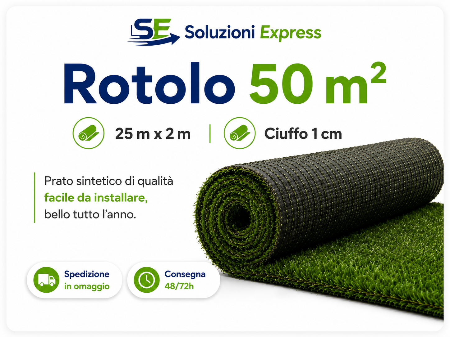 Prato sintetico da 50 metri quadrati Soluzioni Express