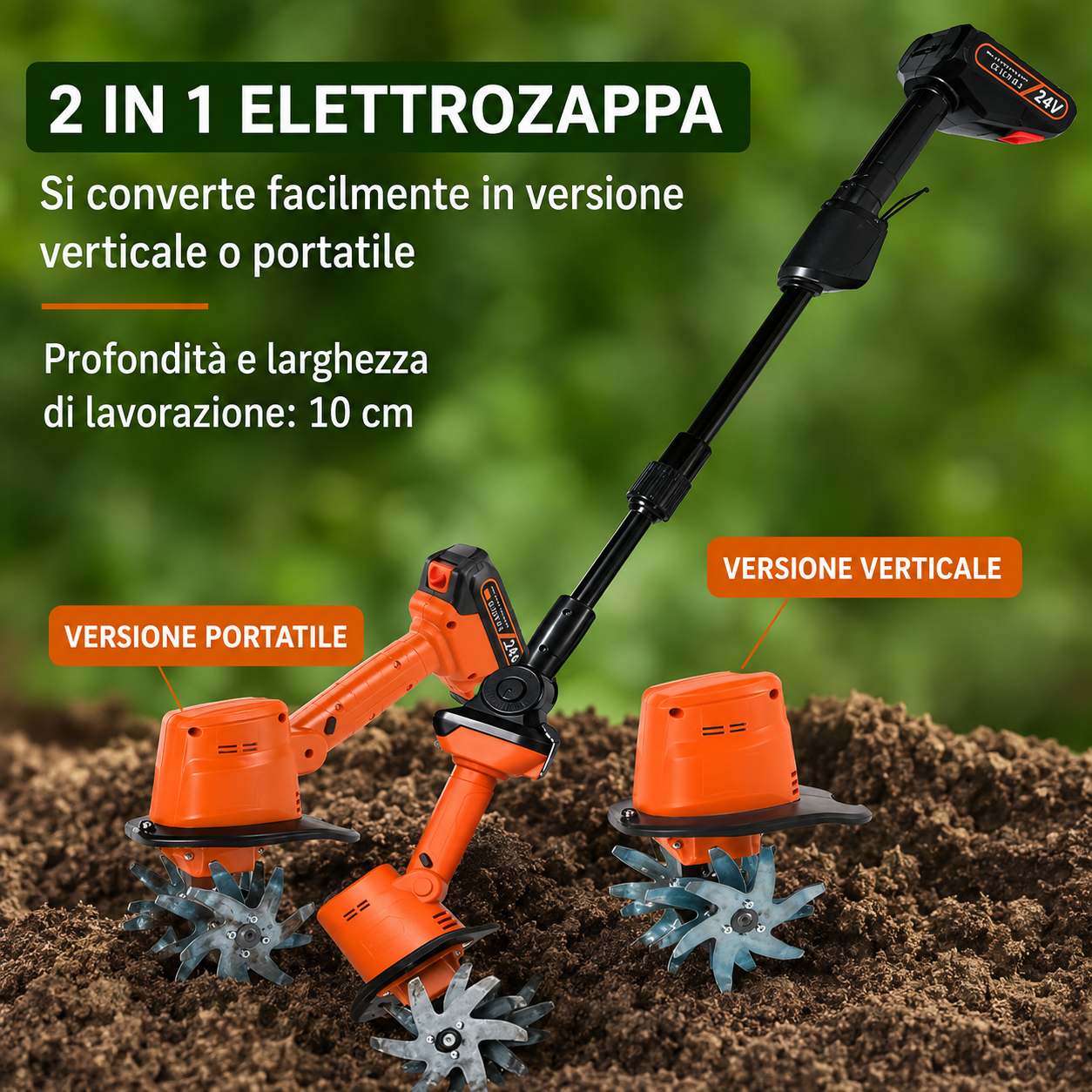 Mini elettrozappa a batteria portatile senza asta