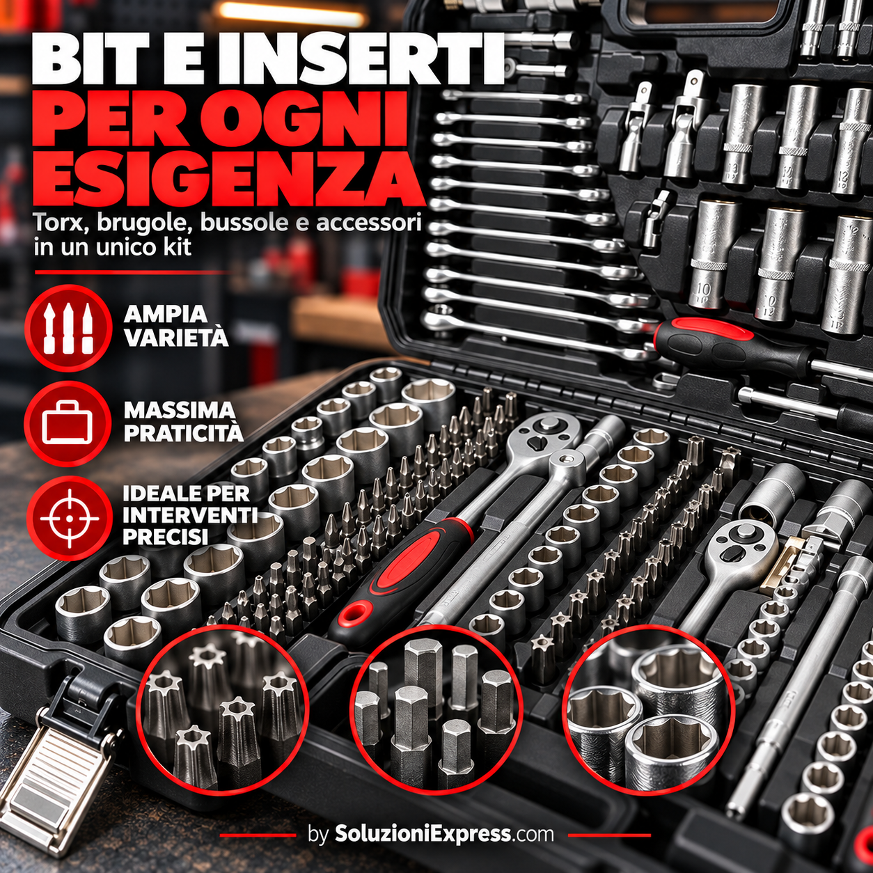 Dettaglio degli inserti del kit